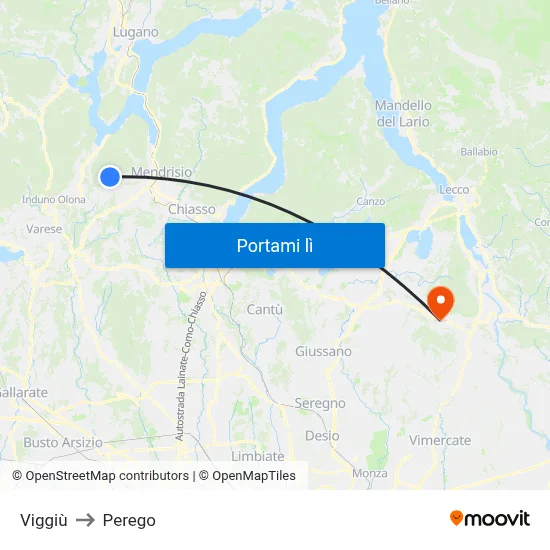Viggiù to Perego map