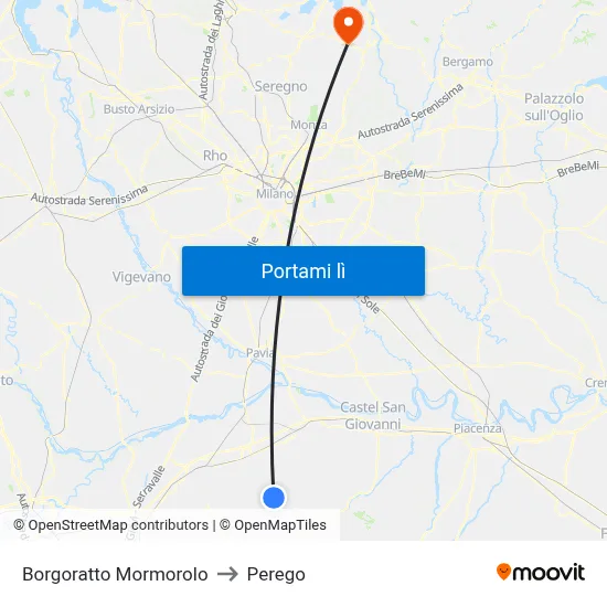 Borgoratto Mormorolo to Perego map