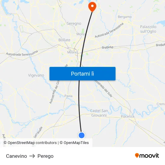 Canevino to Perego map