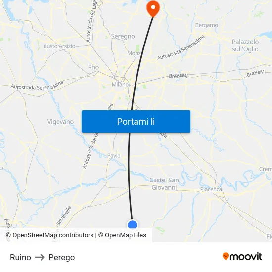 Ruino to Perego map
