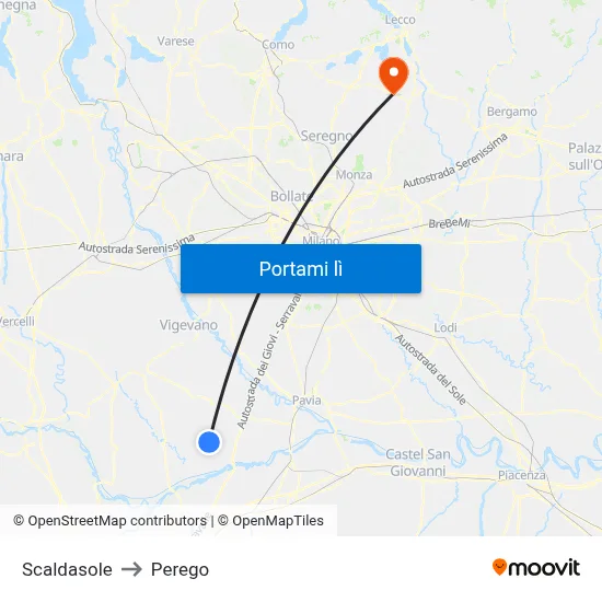 Scaldasole to Perego map