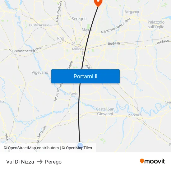 Val Di Nizza to Perego map