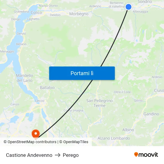 Castione Andevenno to Perego map