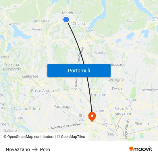 Novazzano to Pero map