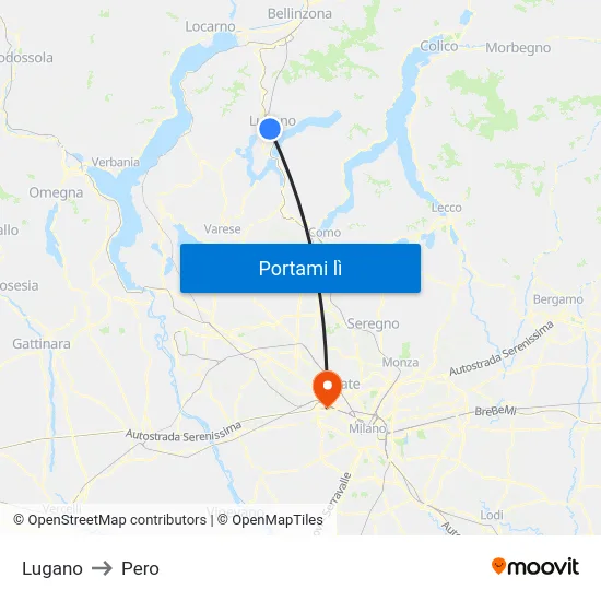 Lugano to Pero map