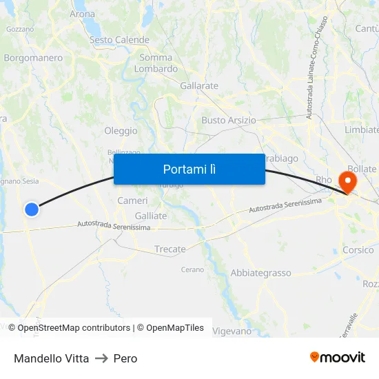 Mandello Vitta to Pero map
