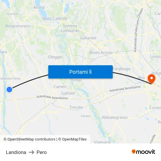 Landiona to Pero map