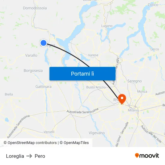 Loreglia to Pero map