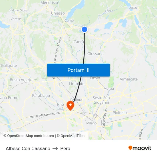 Albese Con Cassano to Pero map