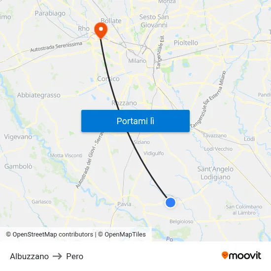 Albuzzano to Pero map