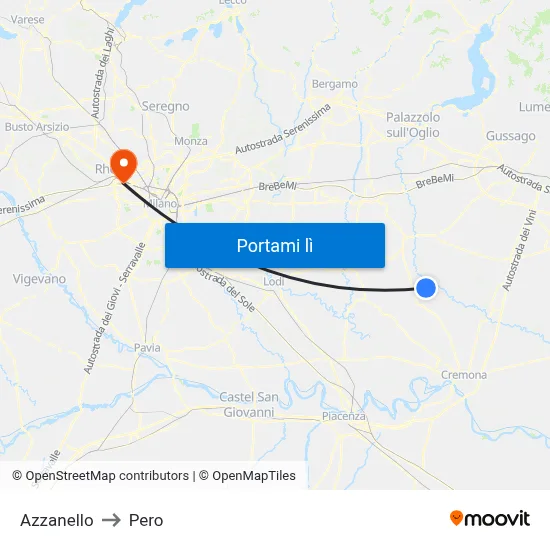 Azzanello to Pero map