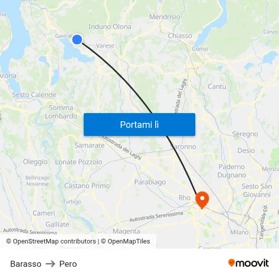 Barasso to Pero map