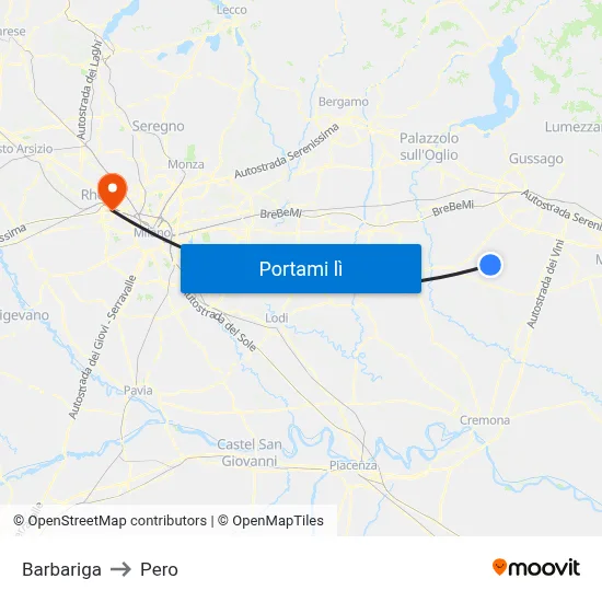 Barbariga to Pero map