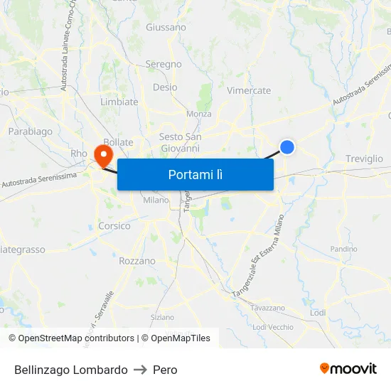 Bellinzago Lombardo to Pero map