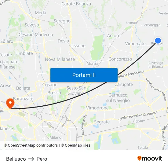 Bellusco to Pero map