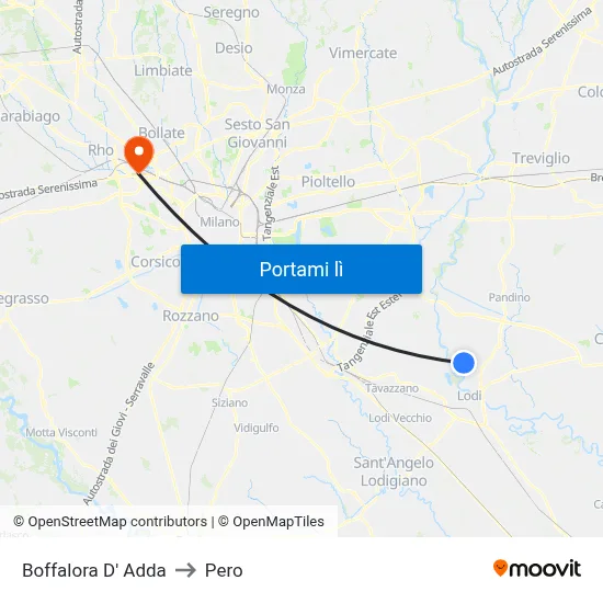 Boffalora D' Adda to Pero map