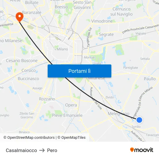 Casalmaiocco to Pero map
