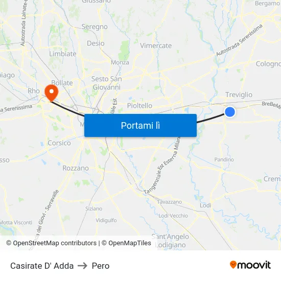 Casirate D' Adda to Pero map