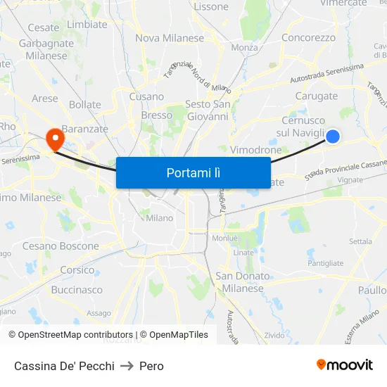 Cassina De' Pecchi to Pero map