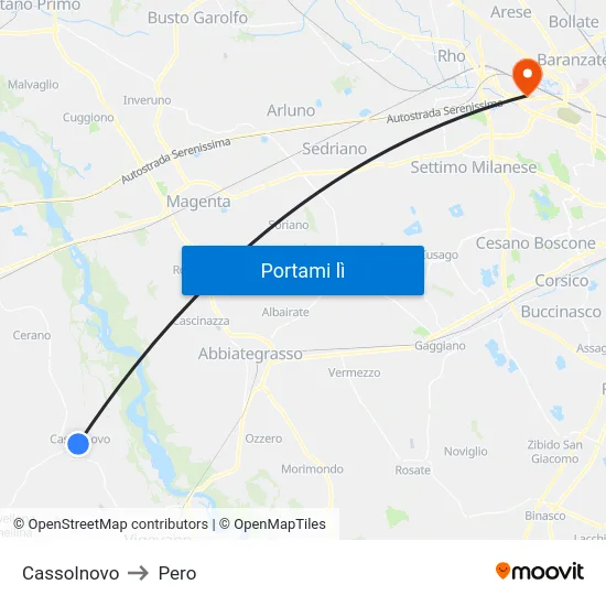 Cassolnovo to Pero map