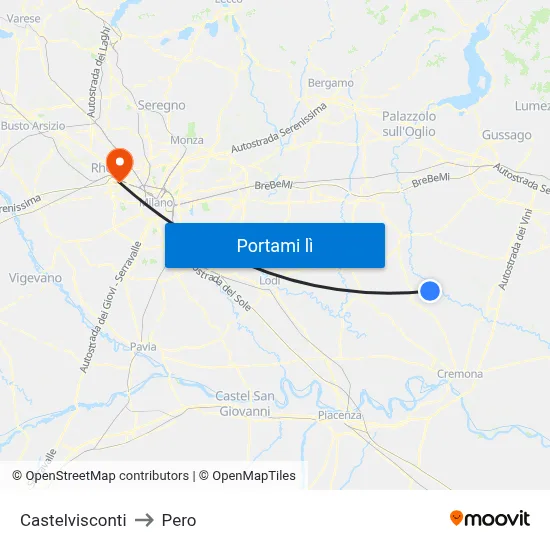 Castelvisconti to Pero map
