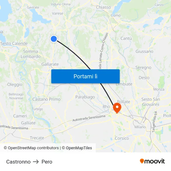 Castronno to Pero map