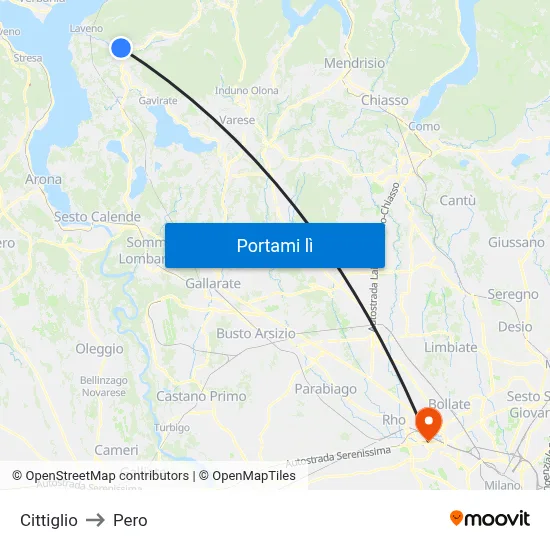 Cittiglio to Pero map