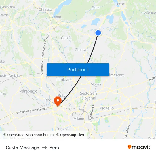 Costa Masnaga to Pero map