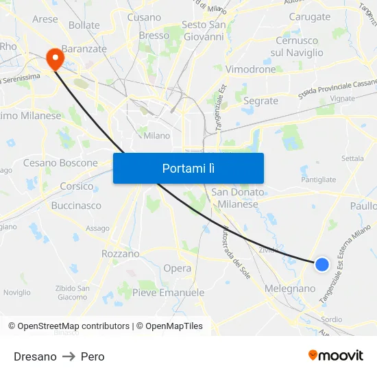 Dresano to Pero map