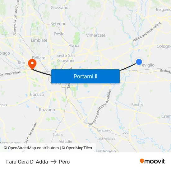 Fara Gera D' Adda to Pero map