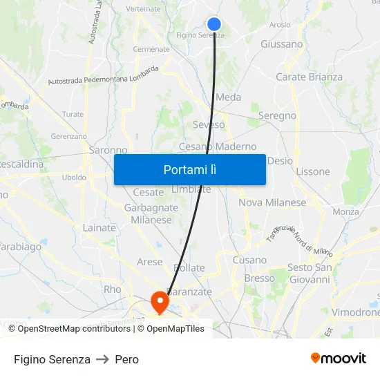 Figino Serenza to Pero map