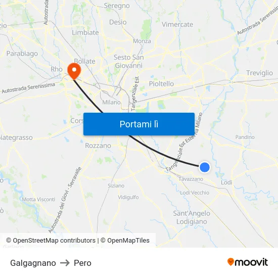 Galgagnano to Pero map