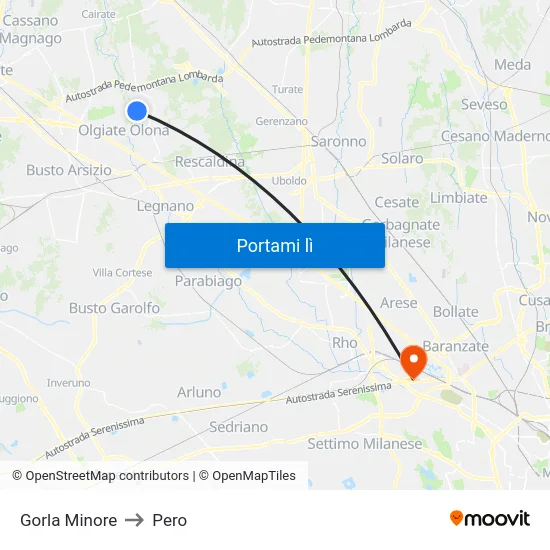 Gorla Minore to Pero map