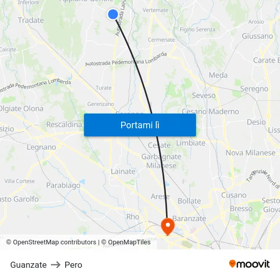 Guanzate to Pero map