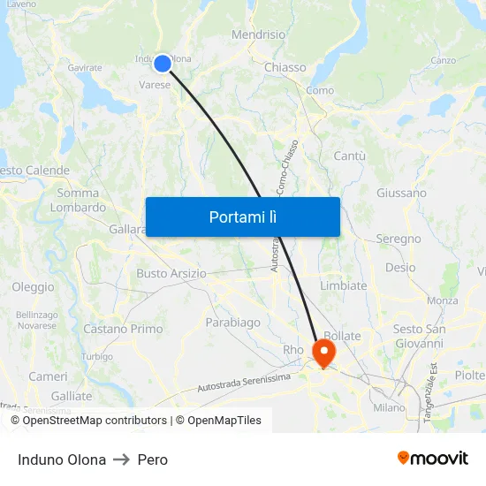 Induno Olona to Pero map