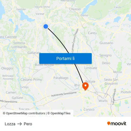 Lozza to Pero map