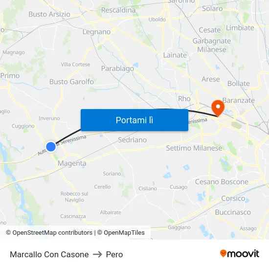 Marcallo Con Casone to Pero map