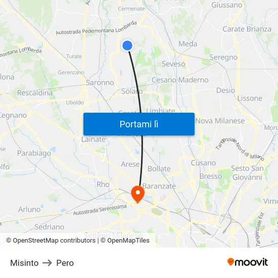 Misinto to Pero map