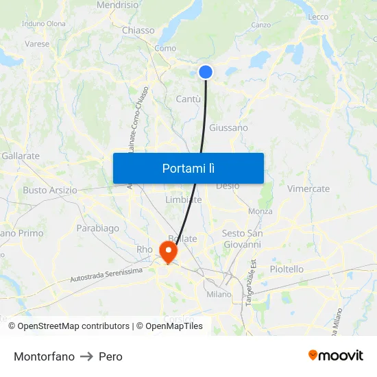 Montorfano to Pero map