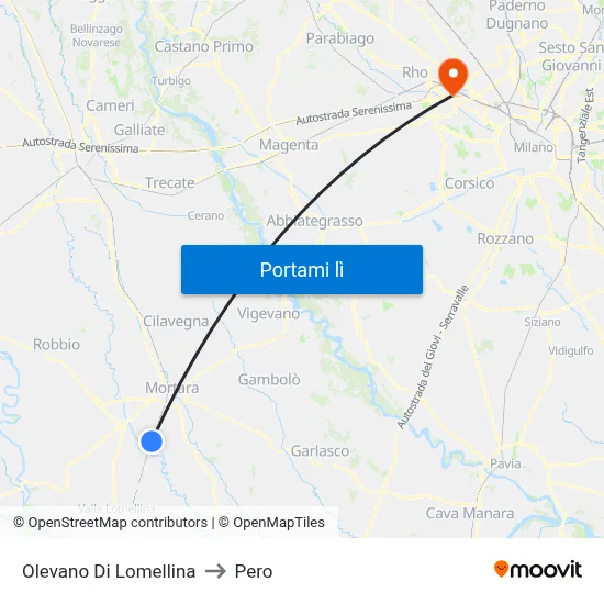 Olevano Di Lomellina to Pero map
