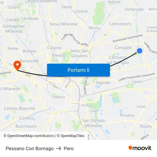 Pessano Con Bornago to Pero map