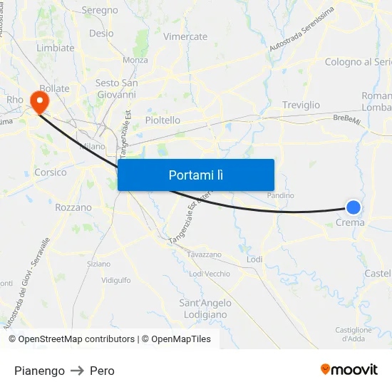 Pianengo to Pero map