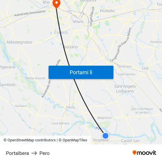 Portalbera to Pero map