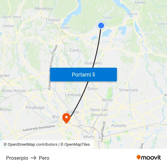 Proserpio to Pero map