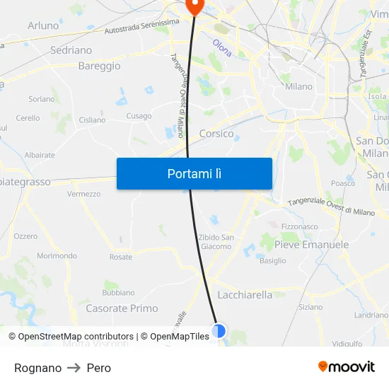 Rognano to Pero map