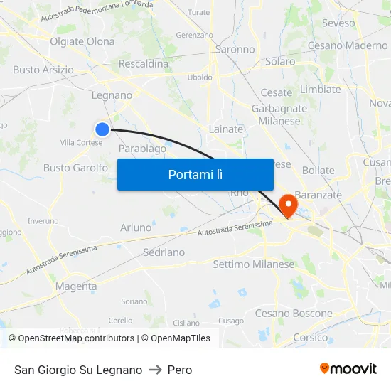 San Giorgio Su Legnano to Pero map