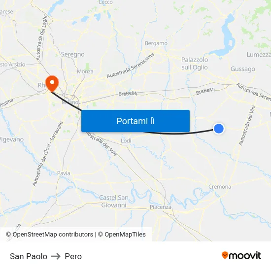 San Paolo to Pero map