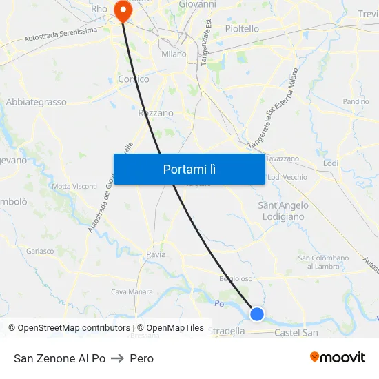San Zenone Al Po to Pero map