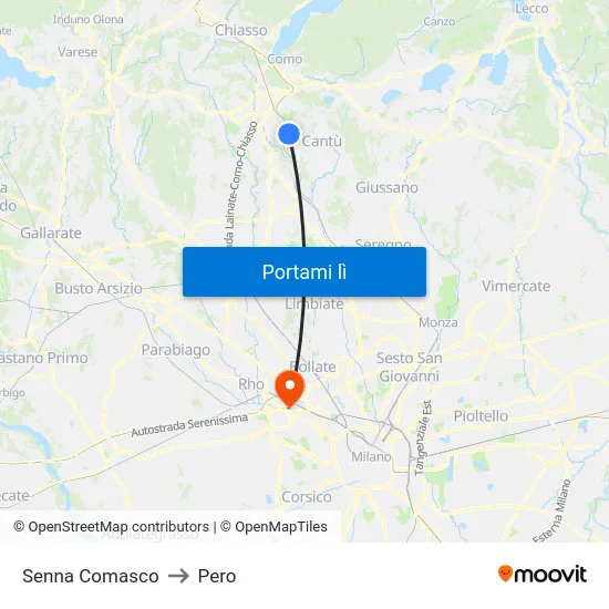 Senna Comasco to Pero map