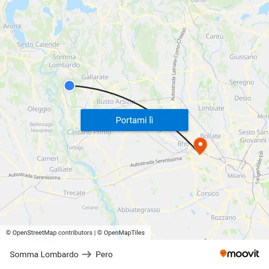 Somma Lombardo to Pero map